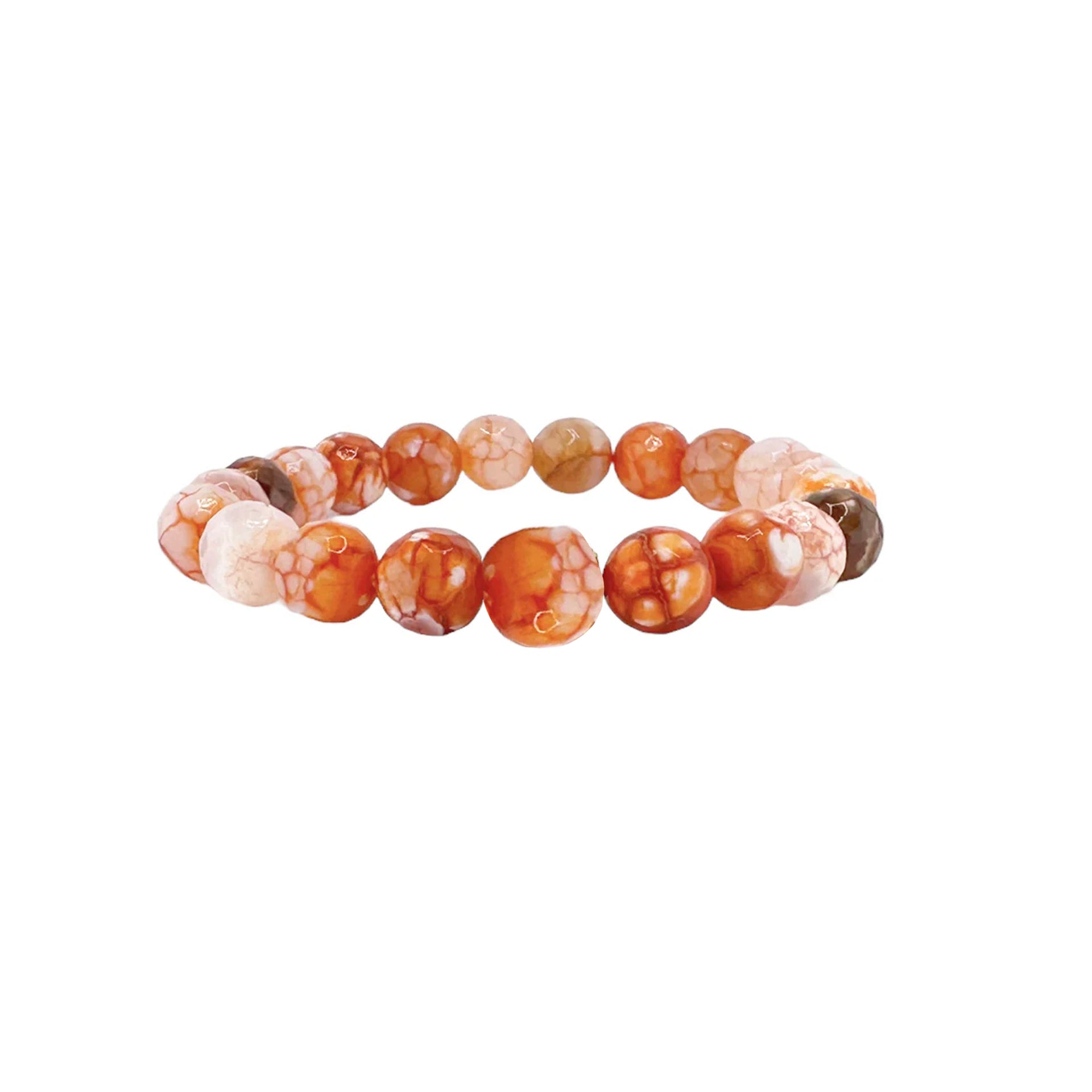 scarlett gemstone beaded bracelet with orange 8mm gemstone beads and pavé accent