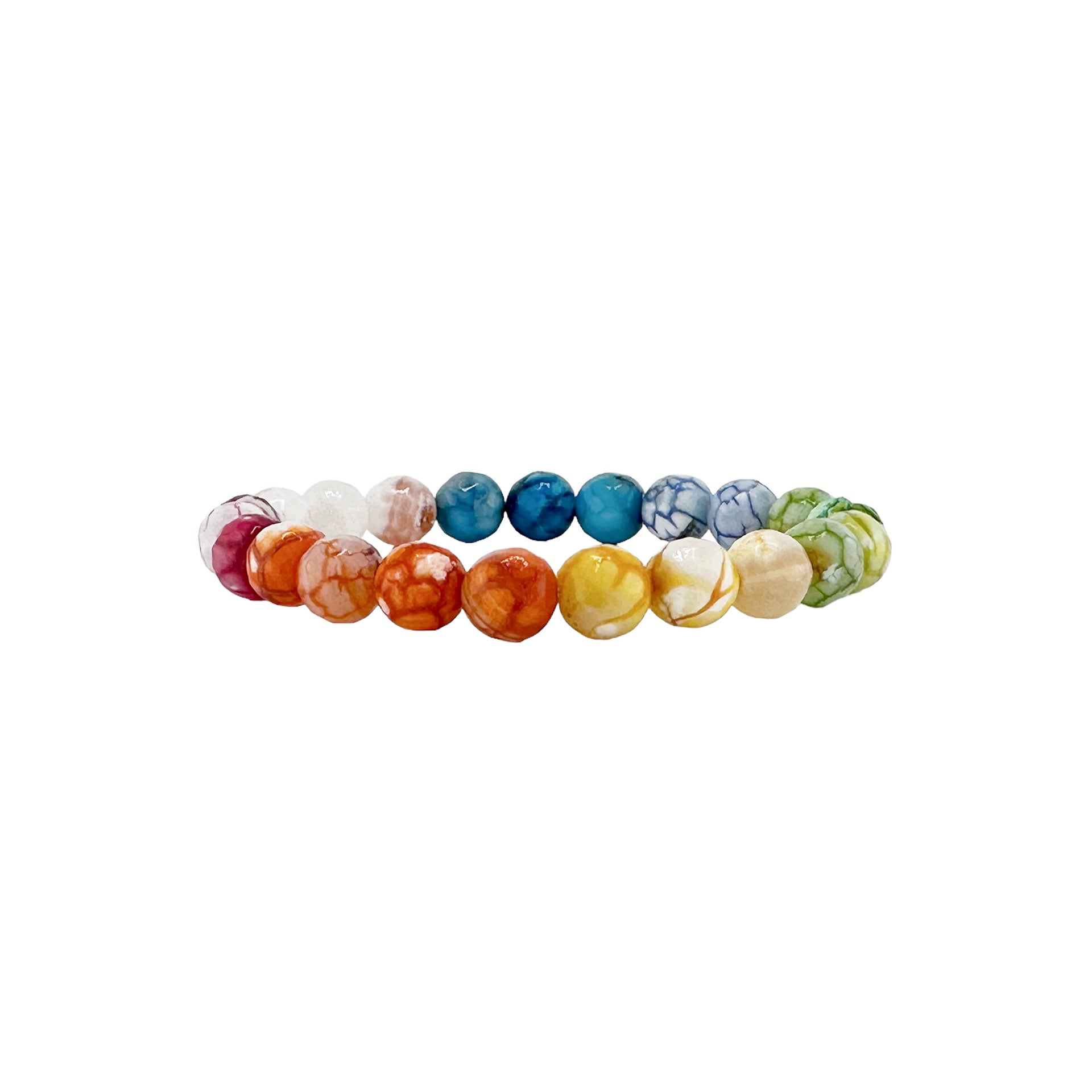 Love Lisa scarlett gemstone beaded bracelet with multicolor 8mm gemstone beads and pavé accent