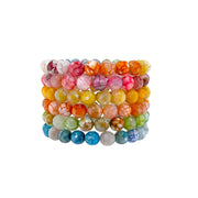 Love Lisa stacked gemstone beaded bracelets featuring scarlett colorful stretch bracelets