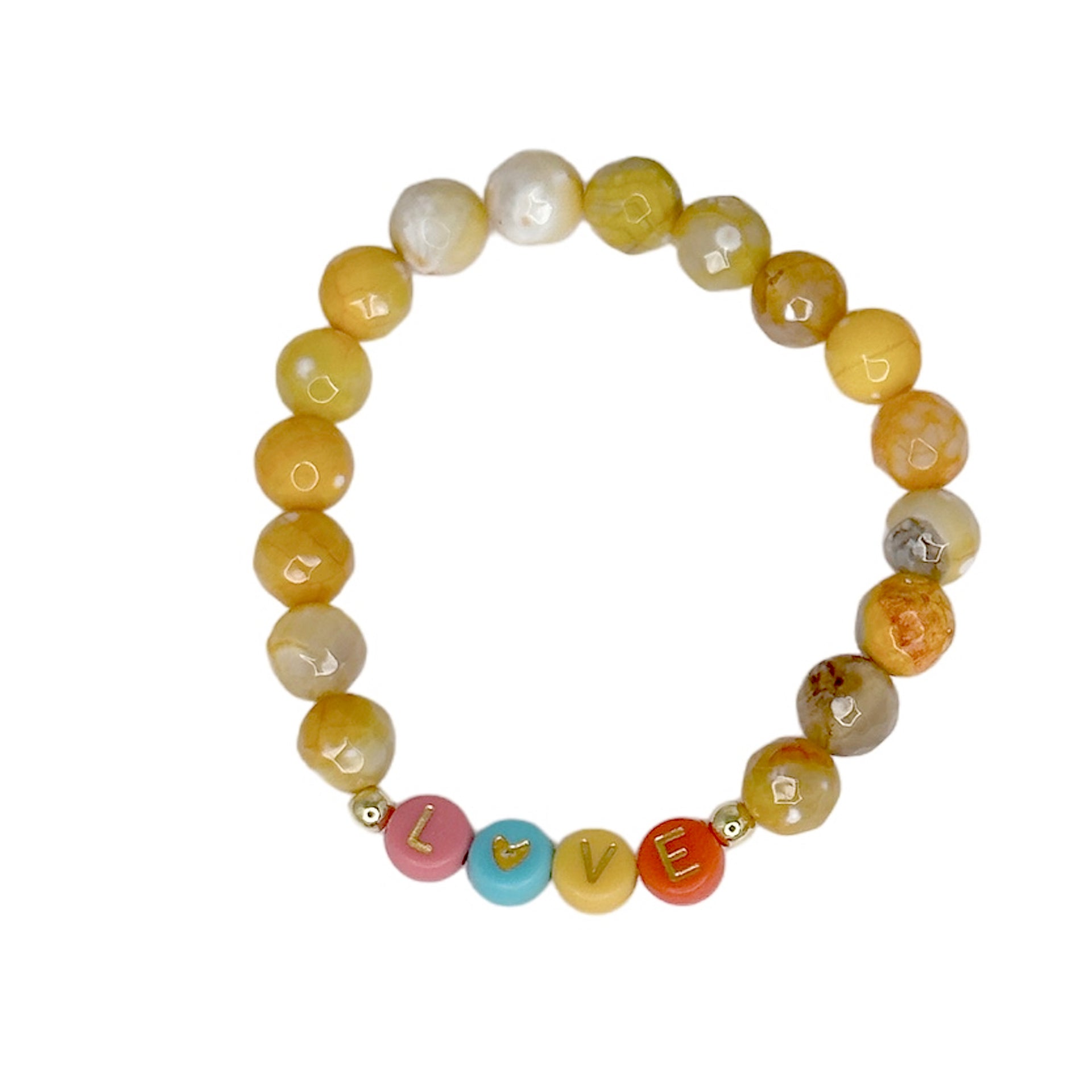 scarlett love gemstone bracelet with colorful beads and letter charm