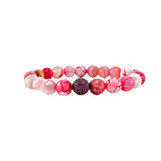 hot pink fire agate gemstone bracelet bold colorful stretch jewelry