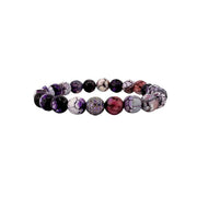 purple fire agate gemstone bracelet faceted bead stretch jewelry