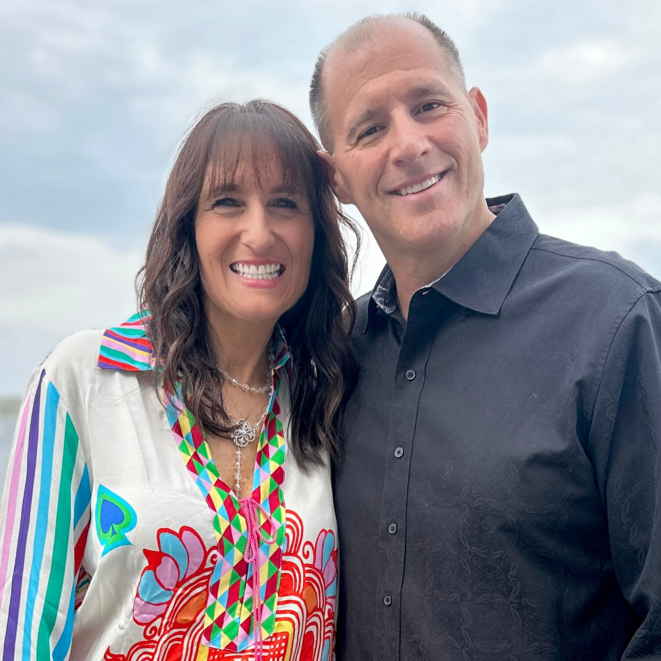 Seraphina Crystal Y necklace with layered iridescent beads and magnetic clasp