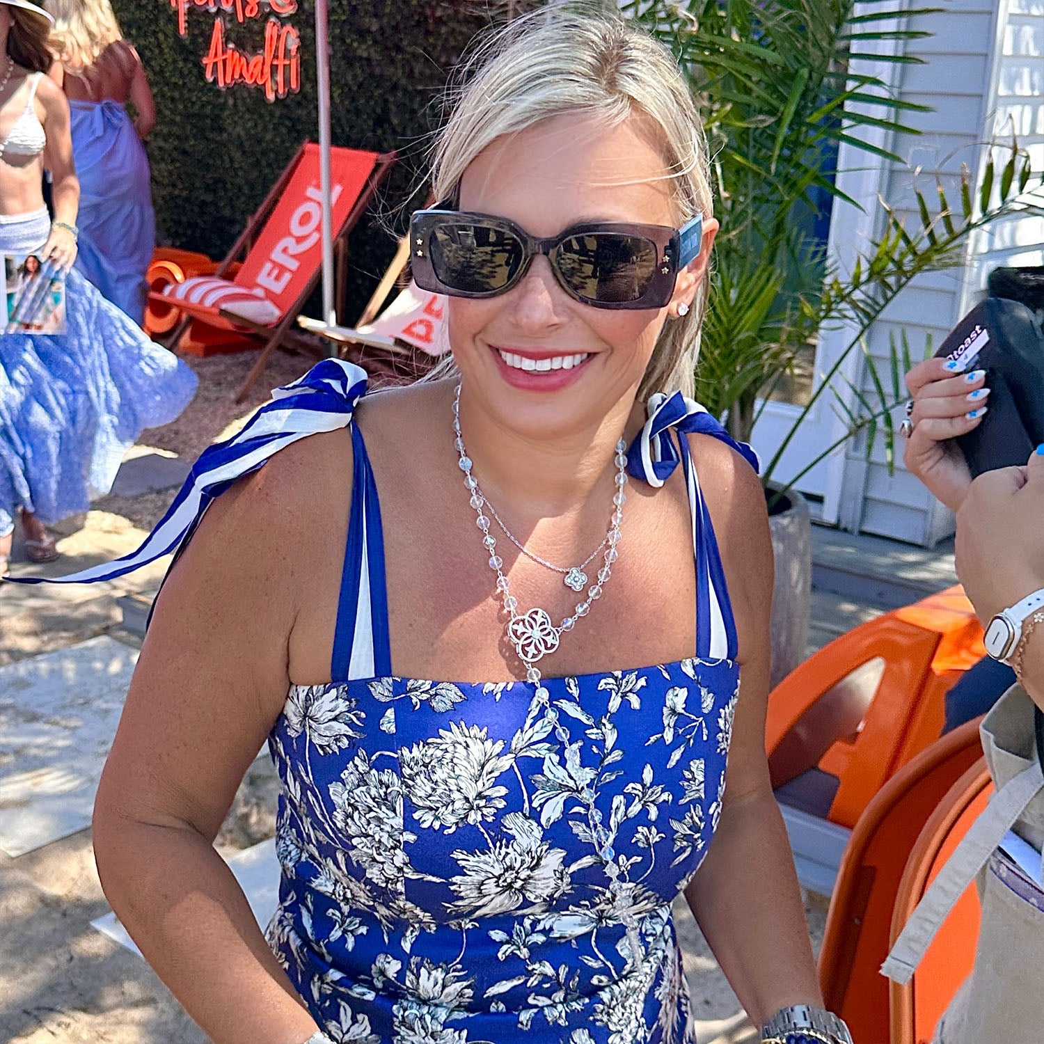 seraphina crystal layered y necklace set with spike charm and magnetic clasp by love lisa on a model