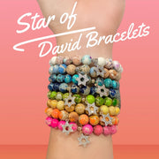 shayna star of david beaded bracelet worn stacked on wrist
