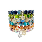 shayna pave star of david sea sediment gemstone charm bracelet stack colorful faith inspired jewelry