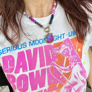 Love Lisa sherry raspberry druzy gemstone necklace colorful beaded statement jewelry