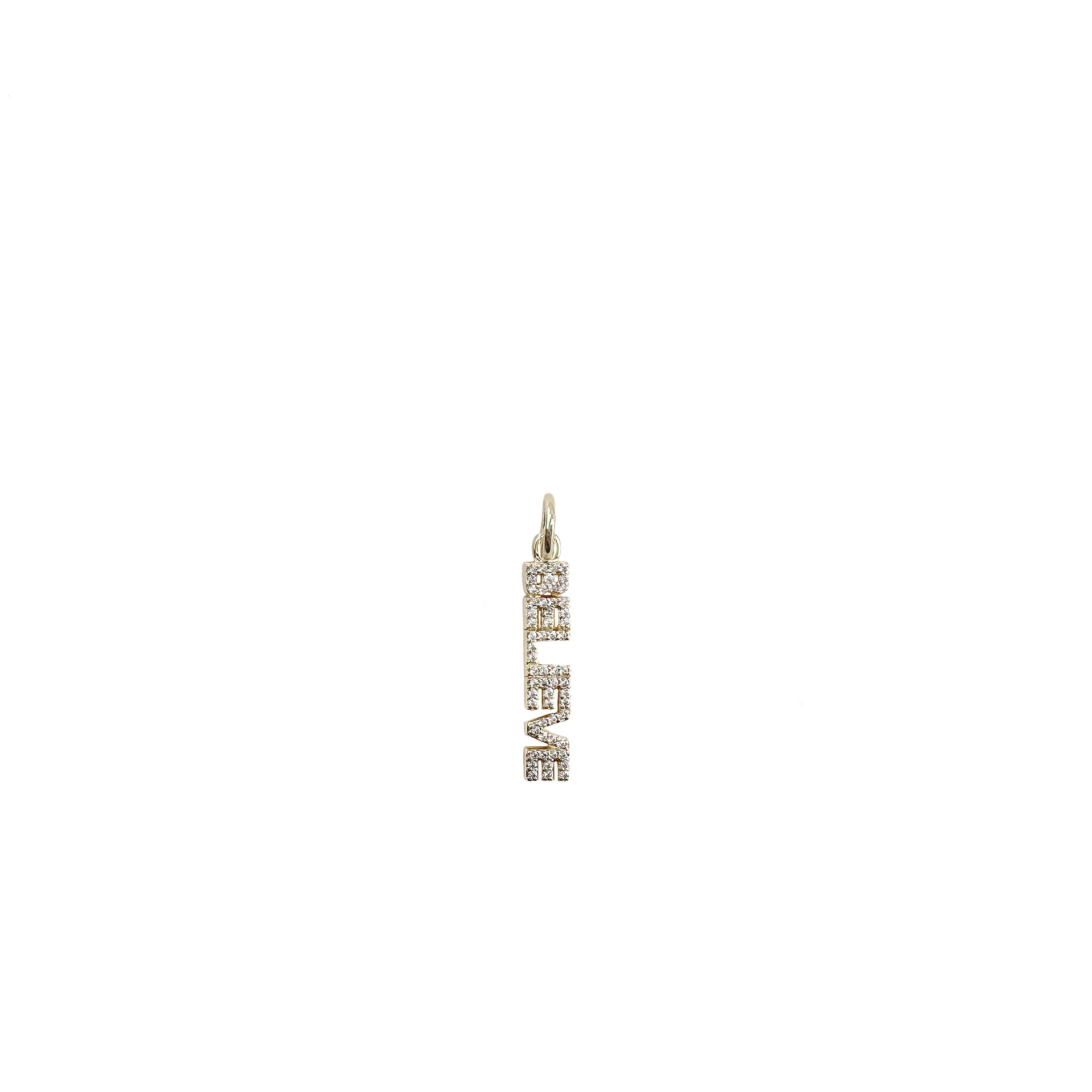 shimmering believe word charm with pave crystals in gold finish