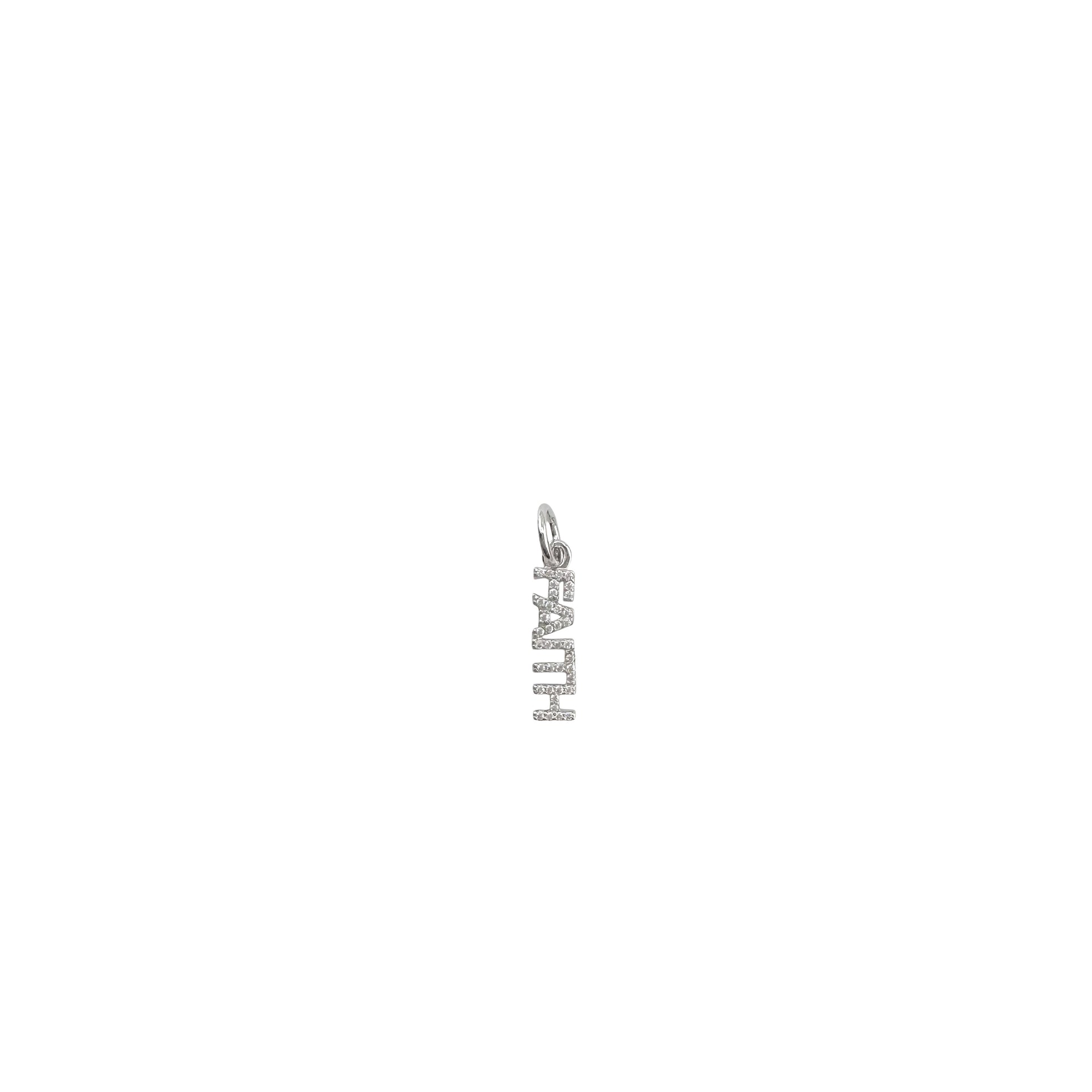 shimmering faith word charm with pave crystals in silver finish