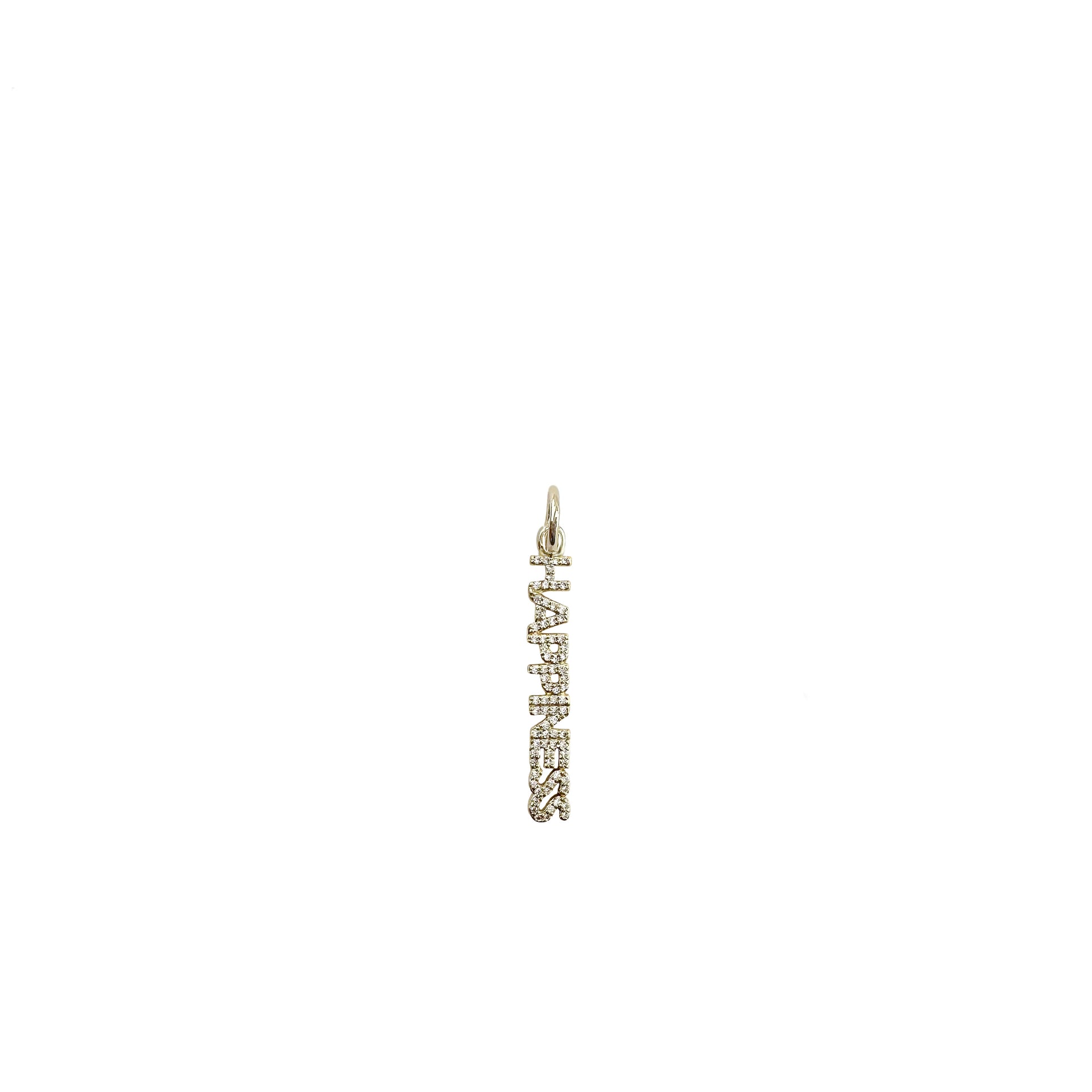shimmering happiness word charm with pave crystals in gold finish