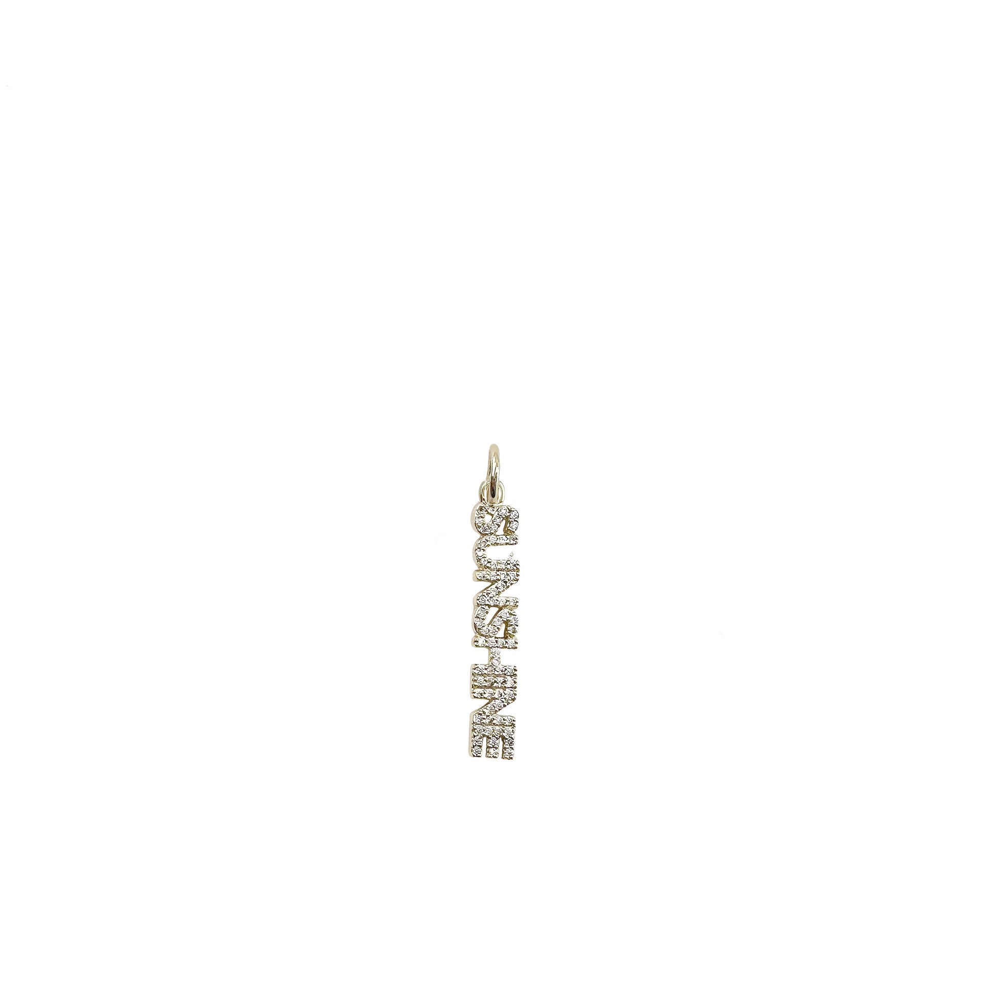 shimmering sunshine word charm with pave crystals in gold finish