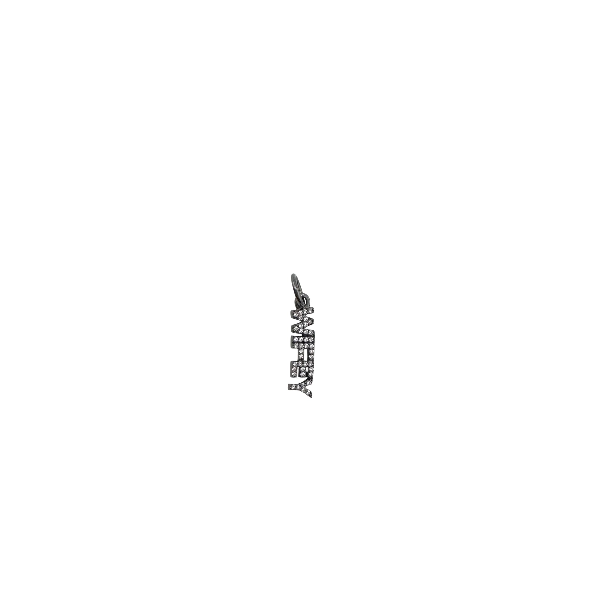 shimmering wifey word charm with pave crystals in gunmetal finish