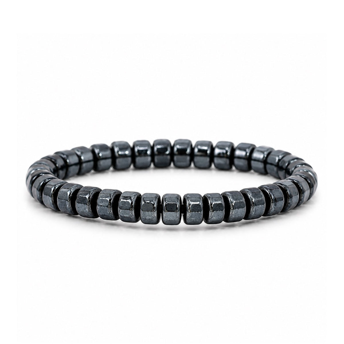 Sienna Ceramic Stretch Bracelet in black with glossy 6mm ceramic rondelle beads