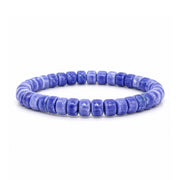 Sienna Ceramic Stretch Bracelet in blue with glossy 6mm ceramic rondelle beads