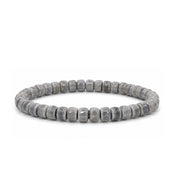 Sienna Ceramic Stretch Bracelet in grey with glossy 6mm ceramic rondelle beads