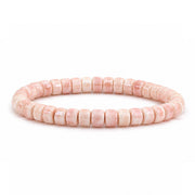 Sienna Ceramic Stretch Bracelet in pink with glossy 6mm ceramic rondelle beads
