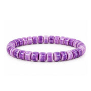 Sienna Ceramic Stretch Bracelet in purple with glossy 6mm ceramic rondelle beads