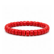 Sienna Ceramic Stretch Bracelet in red with glossy 6mm ceramic rondelle beads