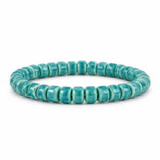 Sienna Ceramic Stretch Bracelet in teal with glossy 6mm ceramic rondelle beads