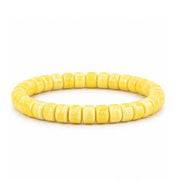 Sienna Ceramic Stretch Bracelet in yellow with glossy 6mm ceramic rondelle beads