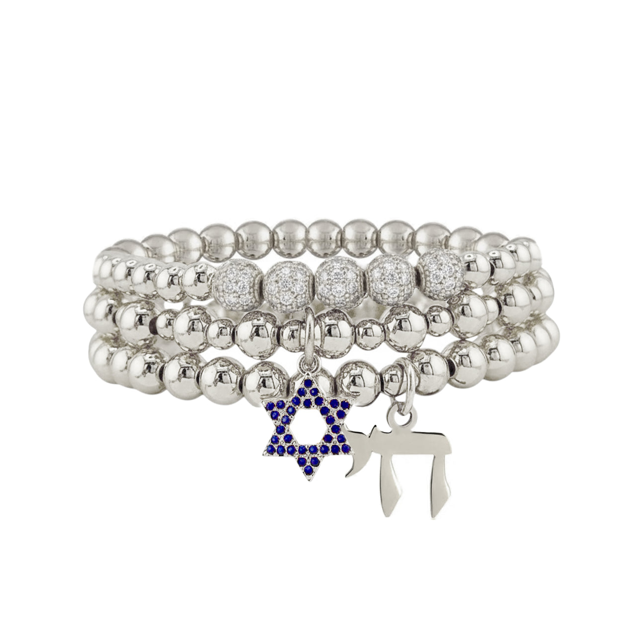 Star of David Chai Bracelet Stack