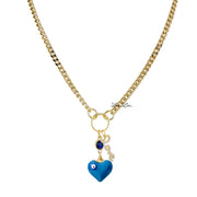 silvie guarded heart love necklace blue heart charm with evil eye