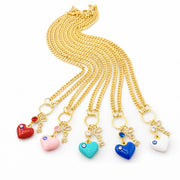 silvie guarded heart love necklace assorted heart colors with evil eye detail