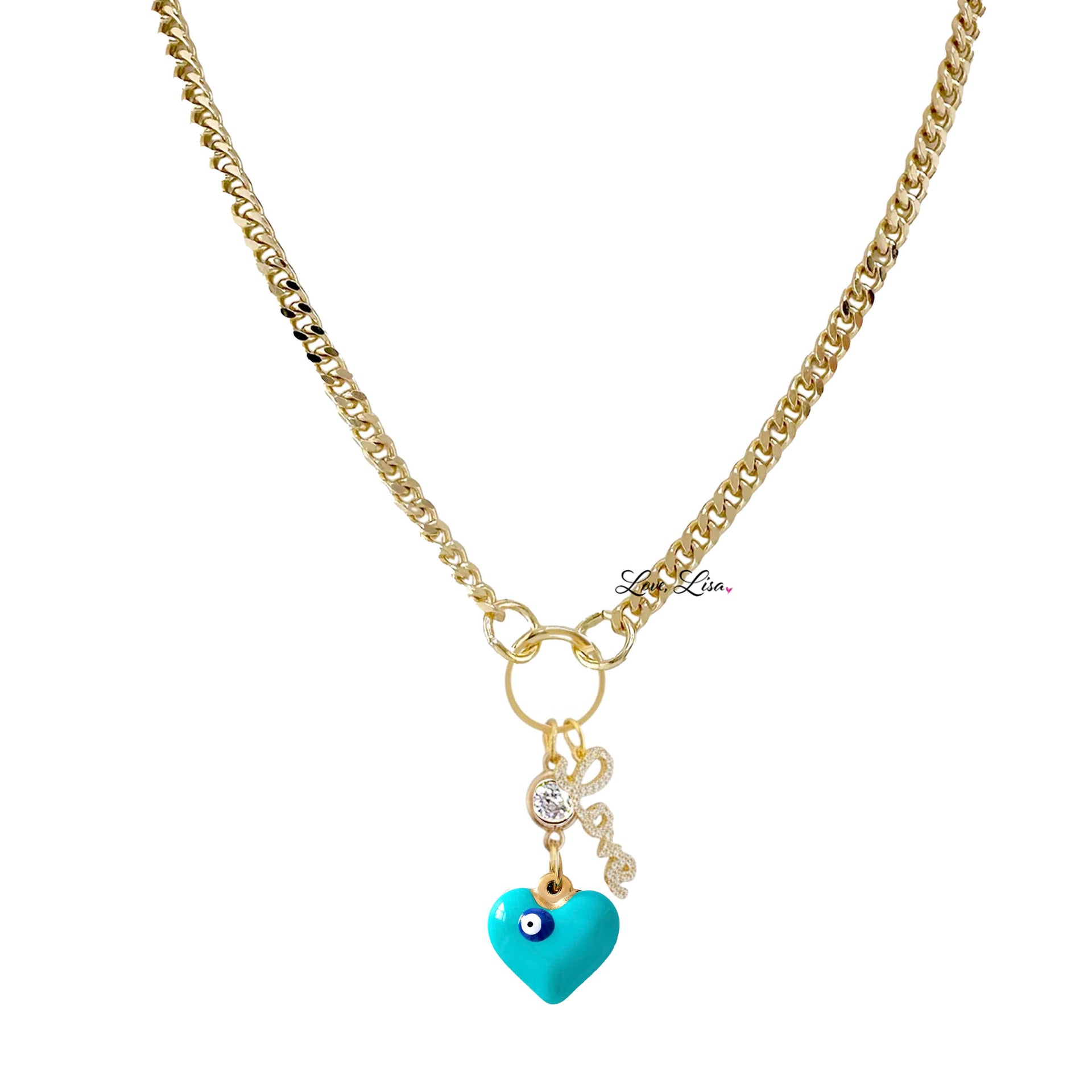 silvie guarded heart love necklace turquoise heart charm with evil eye