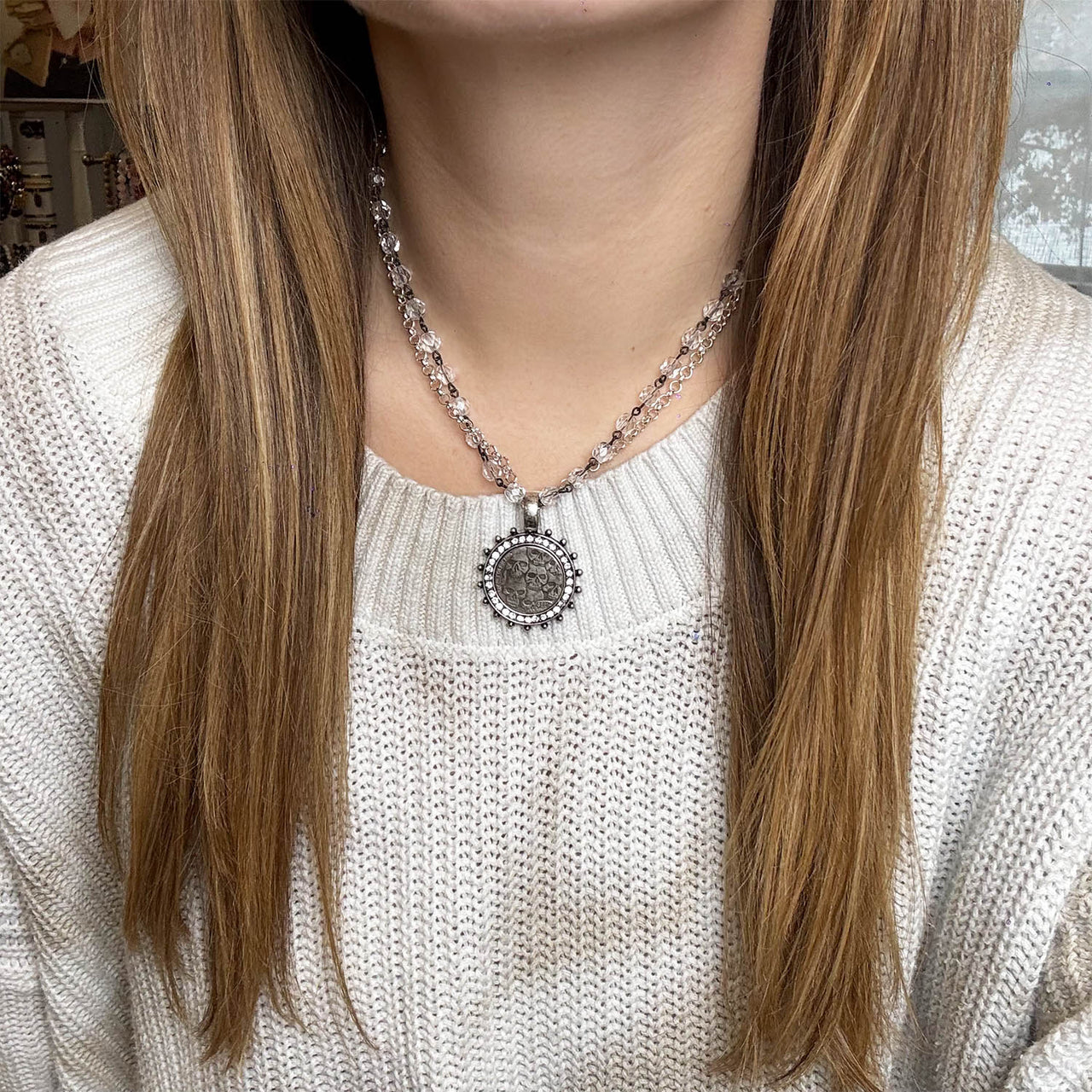 Midnight Luxe Skull Coin Necklace