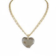 love lisa smokey glass heart double strand necklace gold layered pearl chain with smokey heart pendant