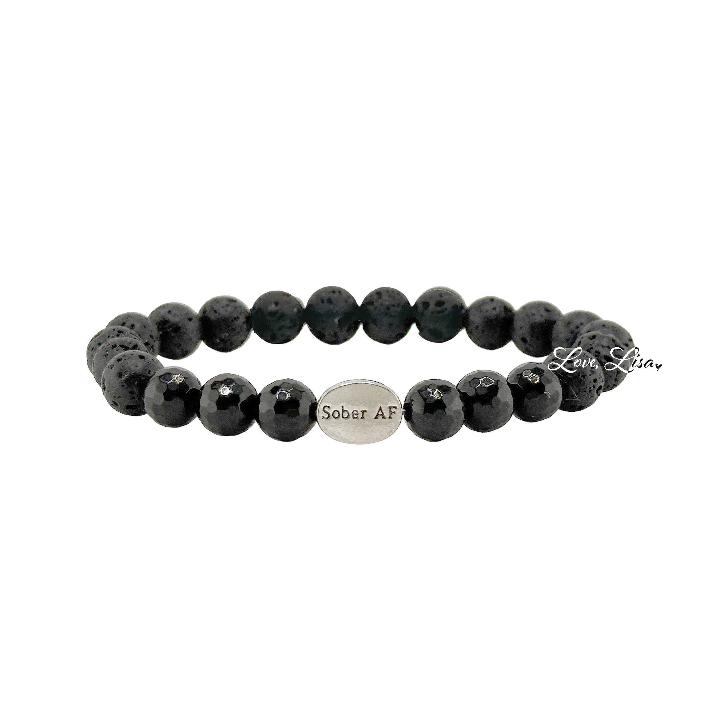 BioSilica スポーティーブレスレット Logan Sober Bracelet Stack Recovery Lava Rock Onyx Bracelets