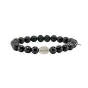 Logan Recovery and Strength Sober Bracelet Collection. Celebrate recovery with a silver bracelet with onyx and lava rock, complete with a guardian angel charm, perfect sobriety, gift for men and women