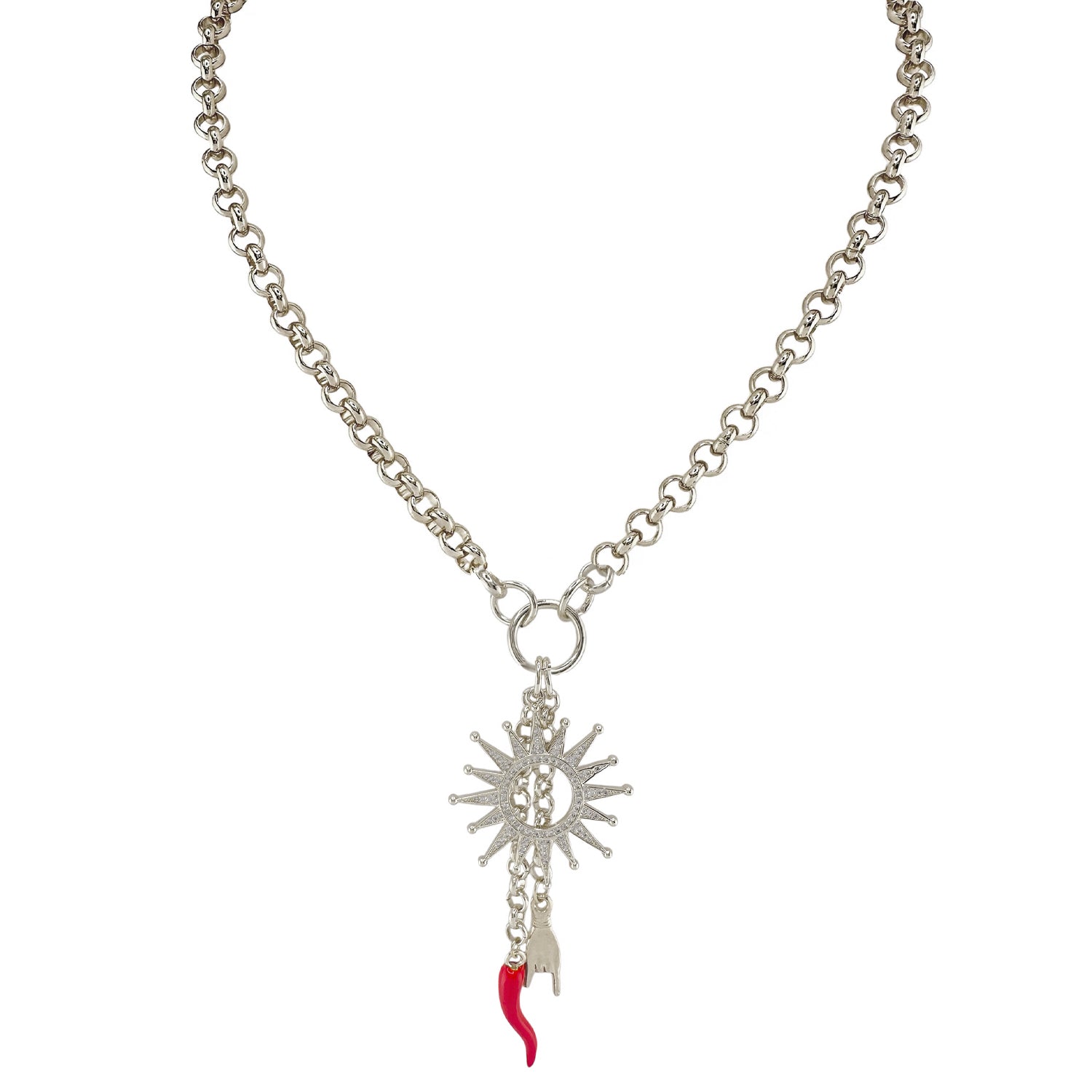 love lisa silver sole amuleto italian red horn necklace