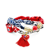 liberty coast red white and blue bandana charm wrap with evil eye beads and tassel detail