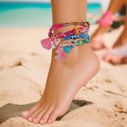 Love Lisa Soleil double wrap bandana charm anklet worn on ankle with sandals beach resort styling