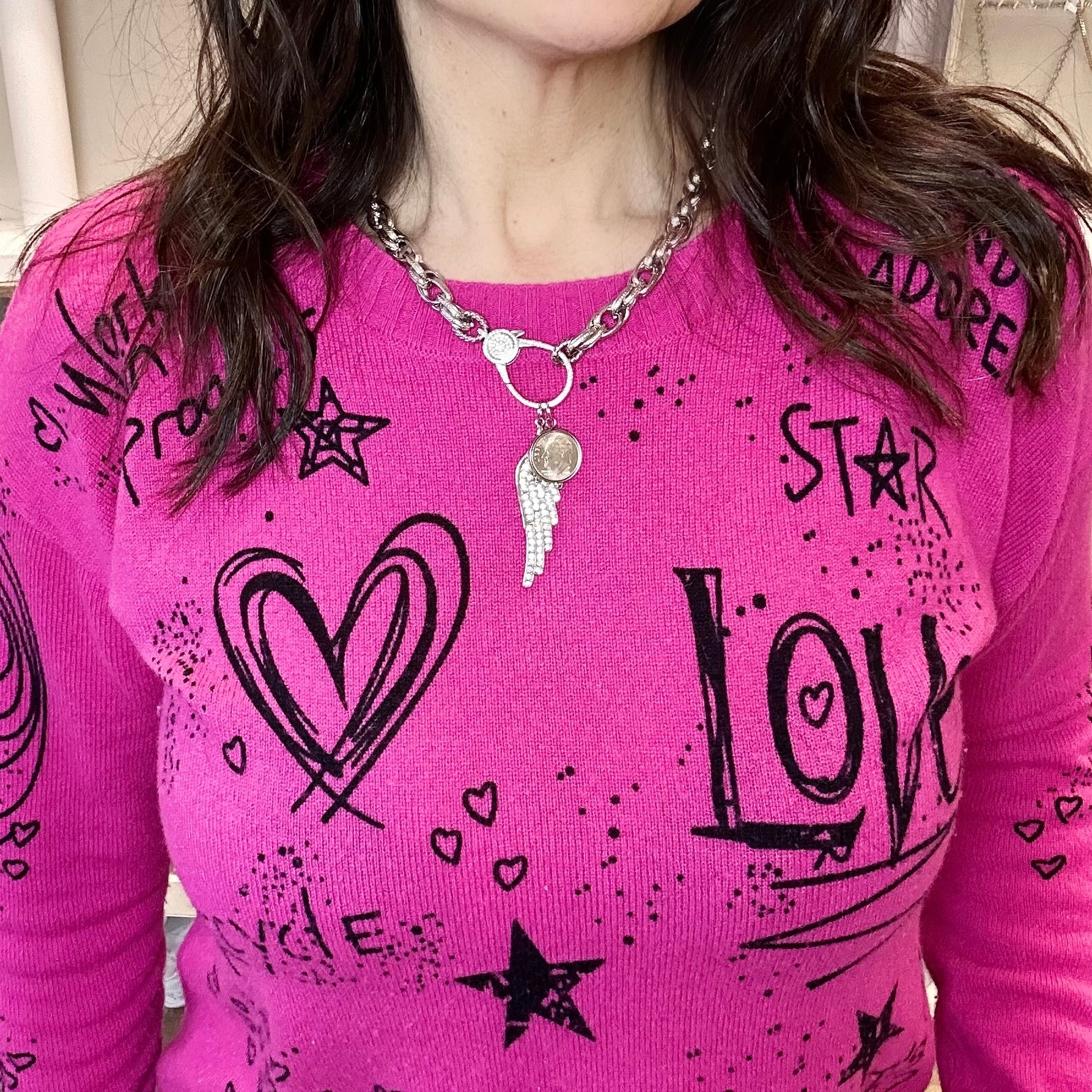 Love Lisa Sophia Dime from Heaven Charm on clasp necklace