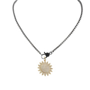 Sophia Sun Pendant on chain – celestial charm styled as a necklace