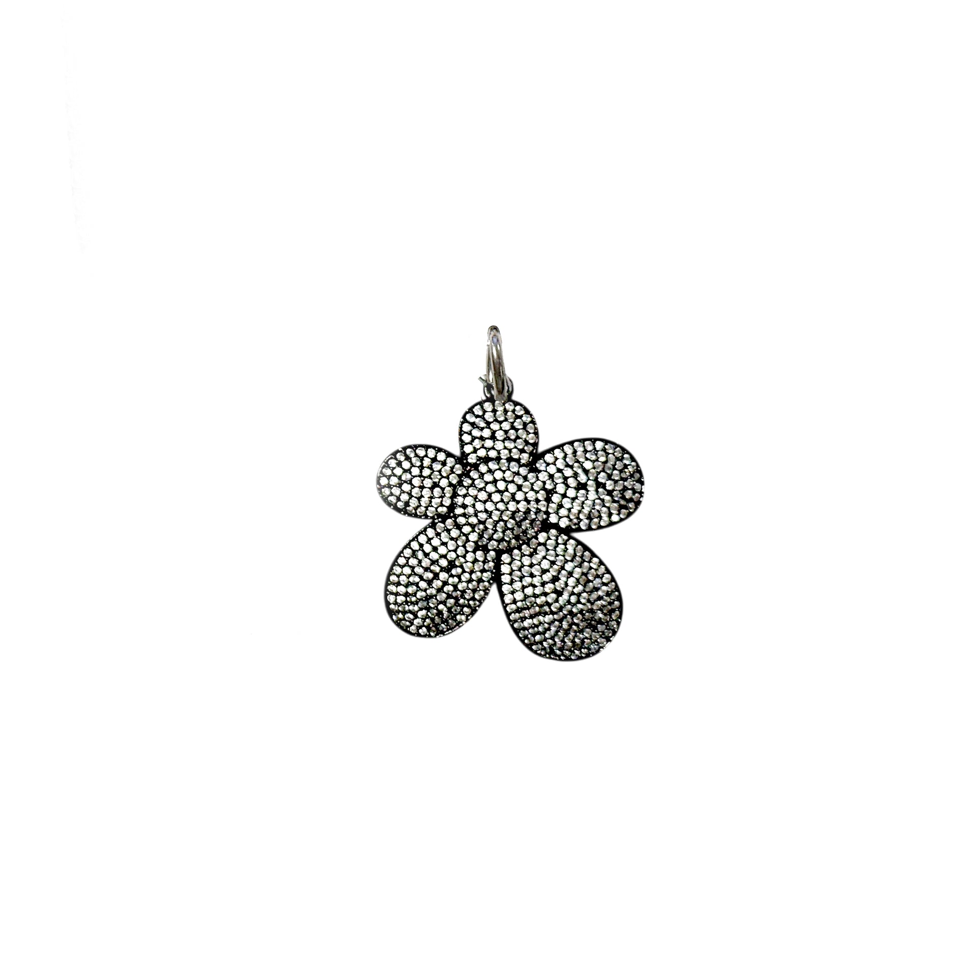 sparkling bloom charm gunmetal pave flower charm love lisa