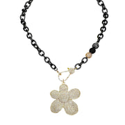 sparkling bloom charm gold styled on love lisa clasp necklace