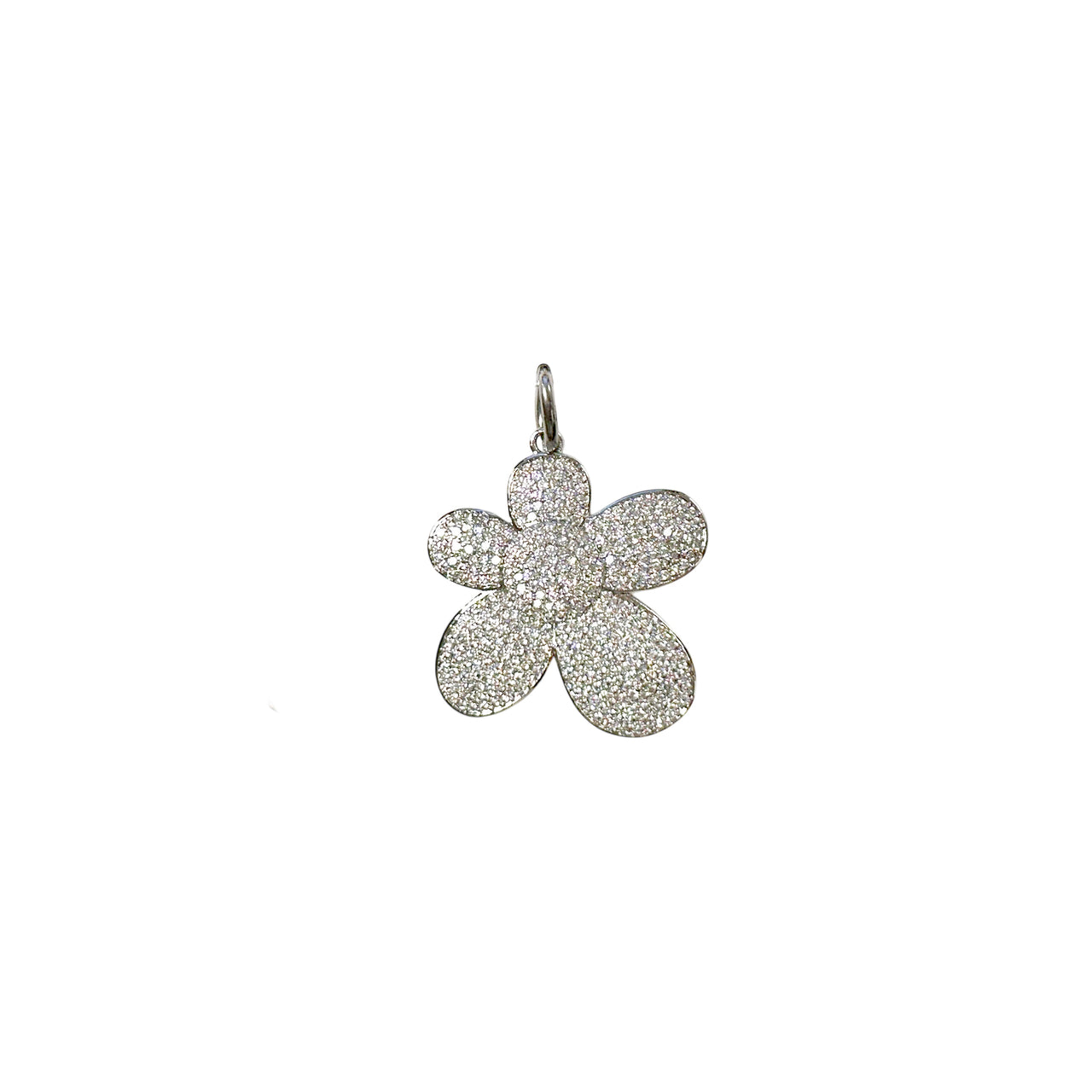 sparkling bloom charm silver pave flower pendant love lisa