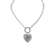 stacie silver heart necklace with spiked pendant on chain