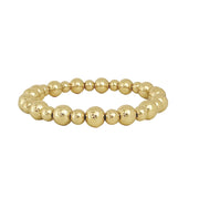 Stacy mixed 8mm and 6mm gold beaded stretch bracelet layered texture design