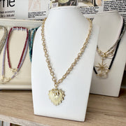Stacy Heart Star of David charm necklace in gold with pavé heart pendant Love Lisa display