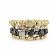 stacy initial beaded bracelet gold 6mm 4mm beads with pave initial charm