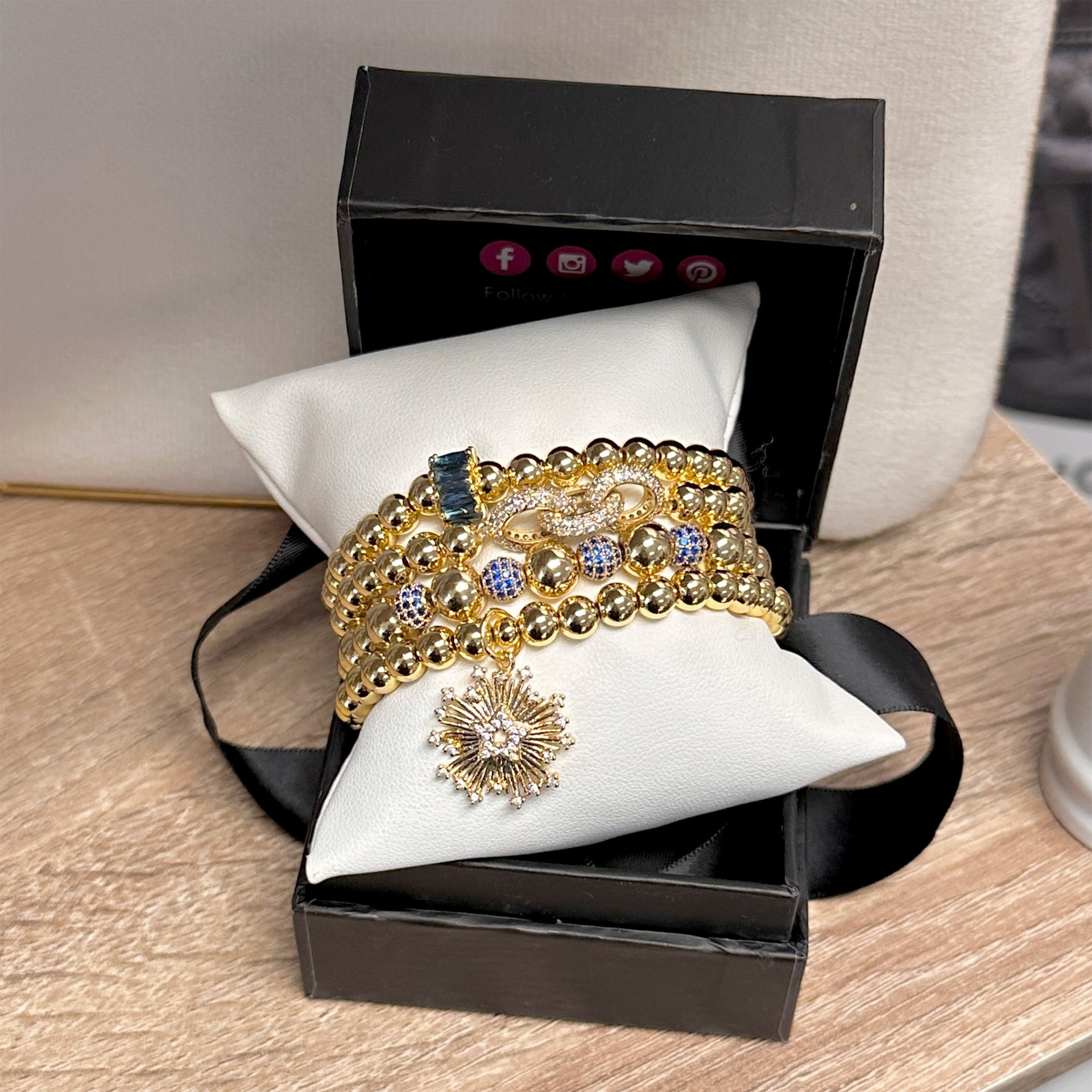 Love Lisa pavé beaded bracelet in gift box packaging for her