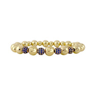 Stacy Pavé gold and blue beaded bracelet with pavé crystal details