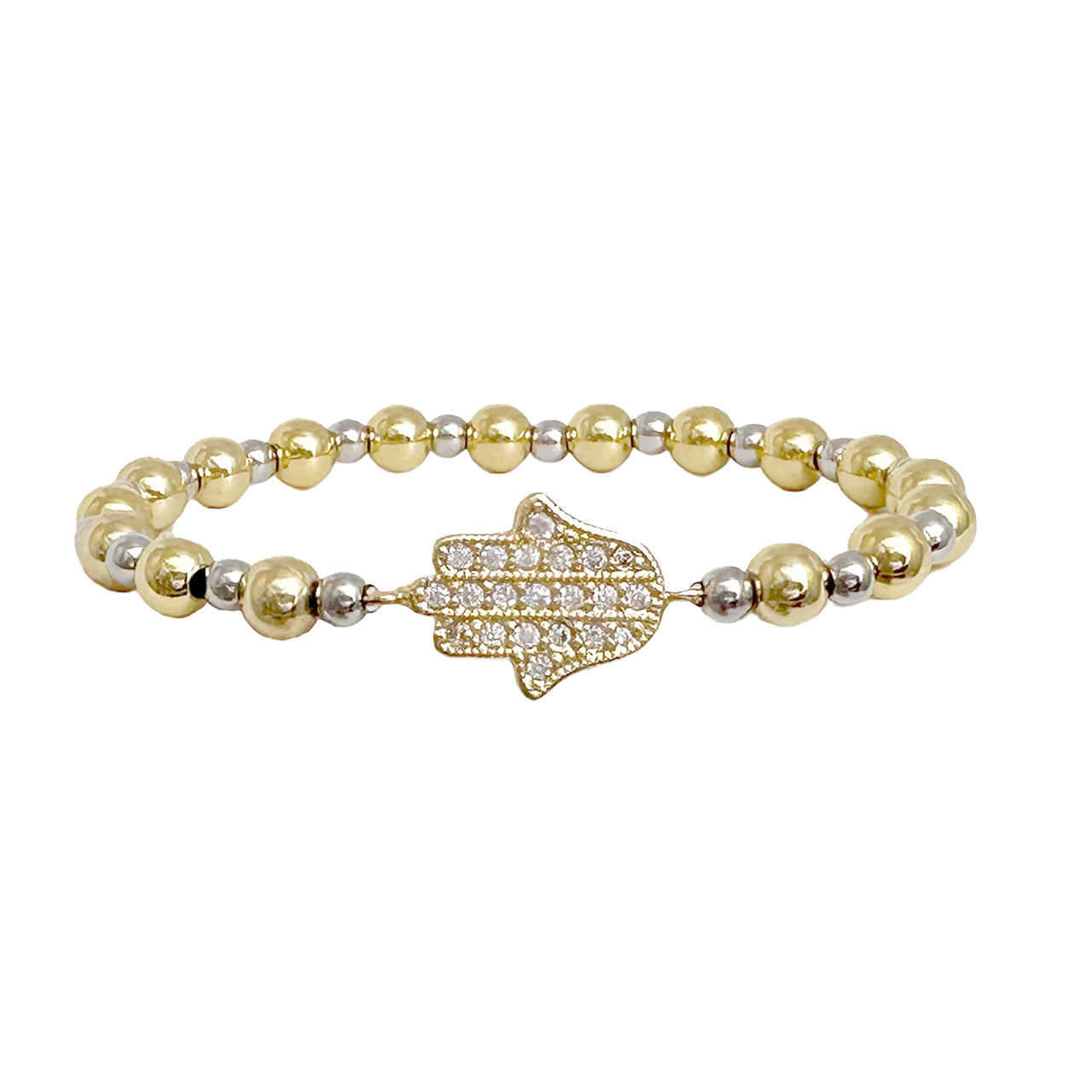 Love Lisa stacy perfect hamsa bracelet gold pave hamsa connector mixed bead stretch bracelet