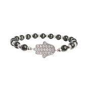 stacy perfect hamsa bracelet gunmetal pave hamsa connector mixed bead stretch bracelet