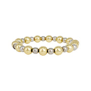 stacy plain 8mm beaded stretch bracelet gold and silver mixed metal beads