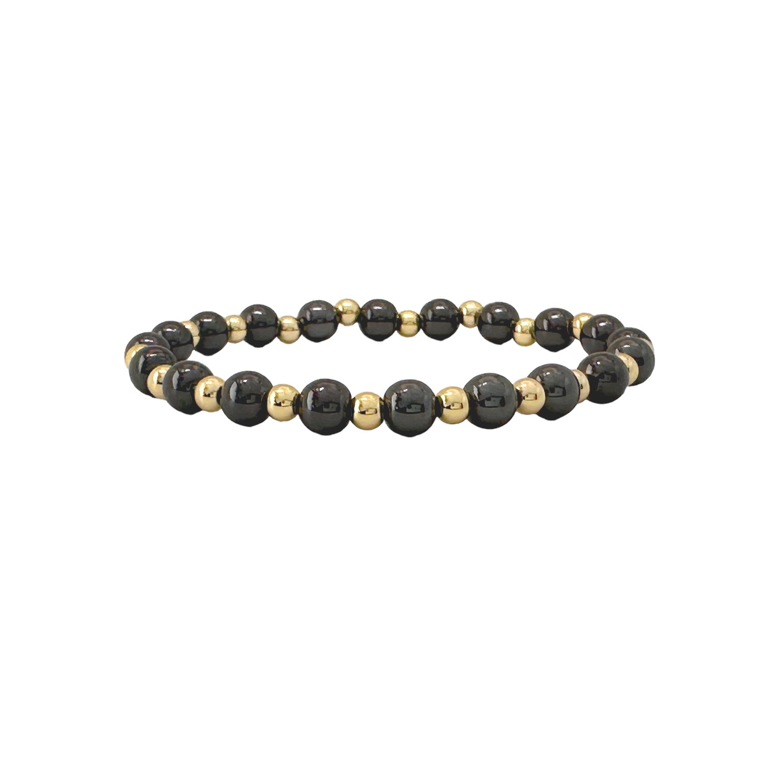 stacy plain 8mm beaded stretch bracelet gunmetal and gold mixed beads